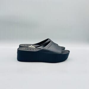 Lemon Jelly Sandals Womens 6.5 Black Synthetic Platform Wedge Slide Vegan Shoes